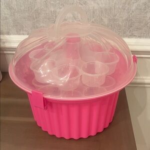 New Pink Cupcake Carousel- 3 Tired Cupcake Carrier- up to 24 cupcakes